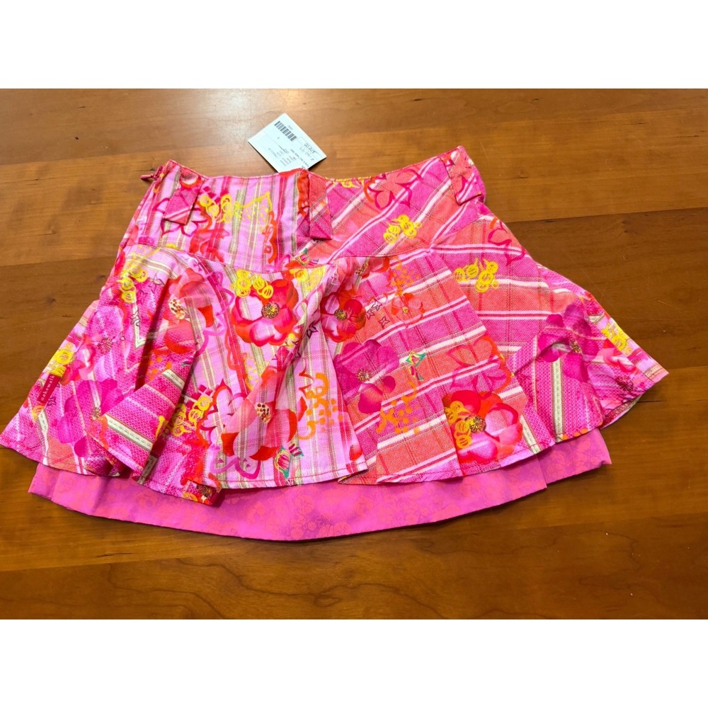 Cakewalk Girls Size 6 Pink Floral A-Line Short Skirt Layered Accents